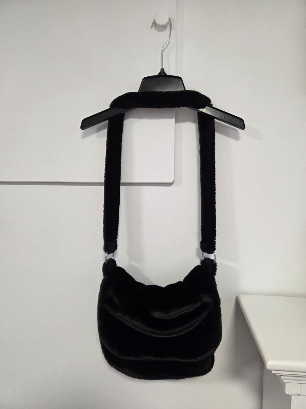 Black Faux Fur Shoulder Bag